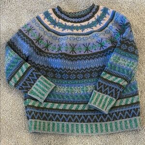 Multicolor Patterned Crew Neck Sweater